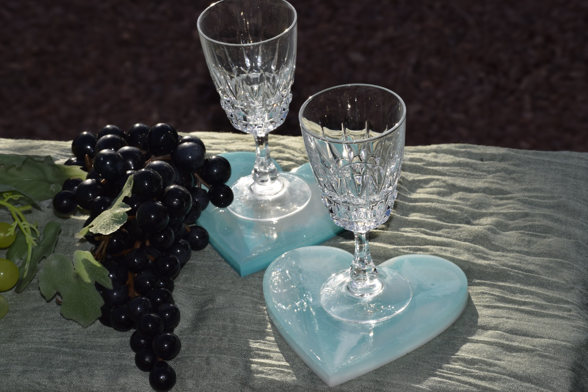 Heart-shape ("tiffany" colour) coasters